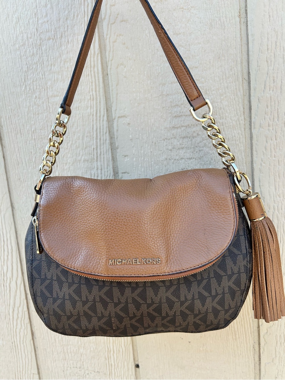 Michael Kors Brown Signature Leather Shoulder Bag